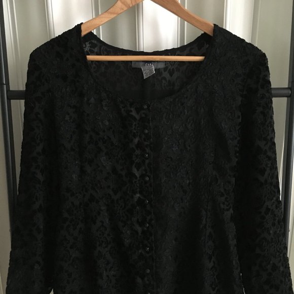 Vintage 90s Lydia GAP Velvet Burnout Gothic Damask Dress - Picture 5 of 11